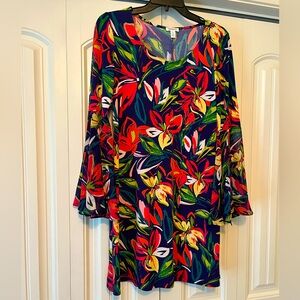 Colorful  MIDI Floral Dress With Angel Sleeves